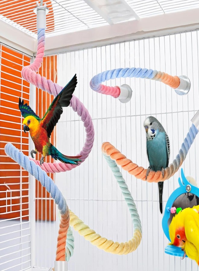 Zelphvt 4 Packs Gradient Bendable Bird Rope Perches, Parrot Bird Perch Rope Stand for Cage Climbing Rope Toys Cotton Swing Climbing Rope Standing Bungee Toy for Parakeet Lovebirds Cockatiels Budgies - Image 3